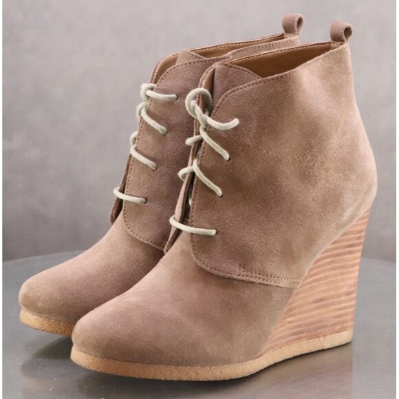 Steve Madden P-Danni Women's Wedge Booties Boots Size 7 Suede Tan - Picture 1 of 12